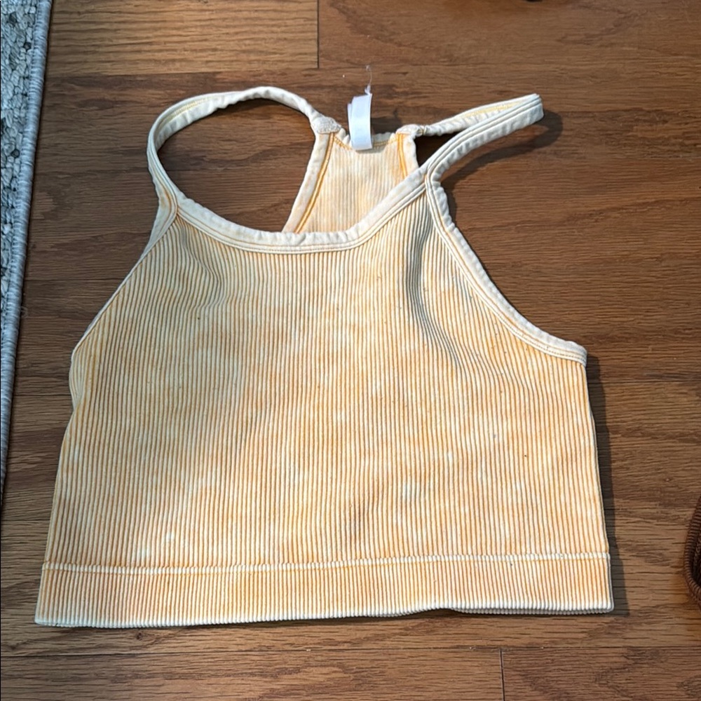 Zenana Outfitters Yellow Ribbed Tank Top